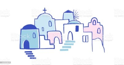 Grèce illustration dessinée à la main. Rues de la vieille ville de Santorin